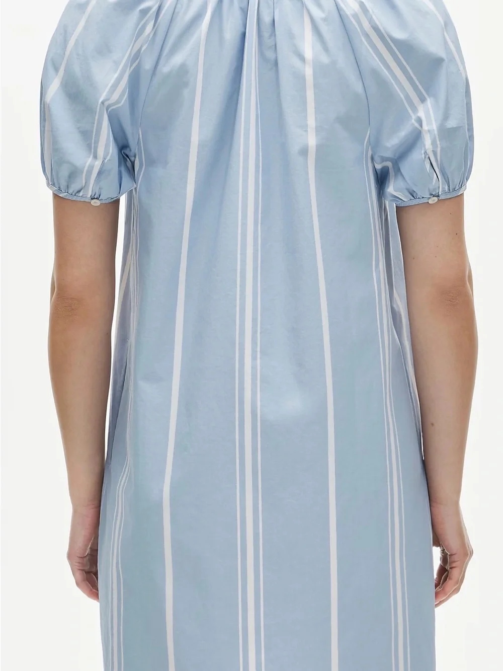 J. Crew Blue White striped puff sleeve Button  front DressSZ XXS NWT